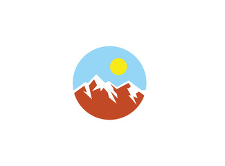 Fototapeta premium Big mountains with sun up and snow logo
