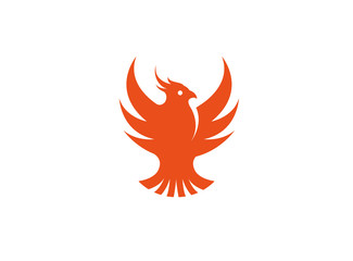 Bird red eagle open wings flying logo
