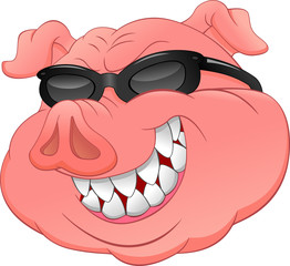pig head wear glasses