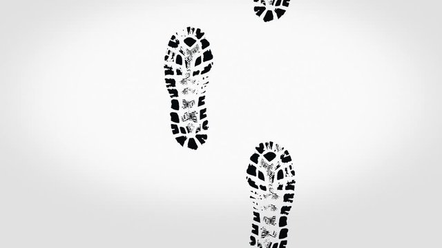 Animation of shoe prints appearing on a white background. Shoe marks.