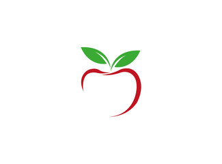 red apple with green leaf logo