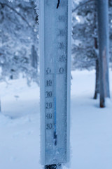 Frozen thermometer during polar night in Finland