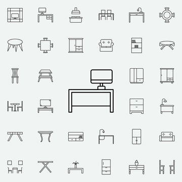 tv table furniture glyph icon. Furniture icons universal set for web and mobile