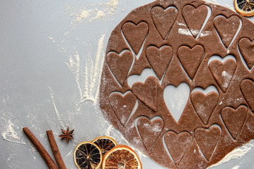 Valentine's Day heart-shaped cookies background