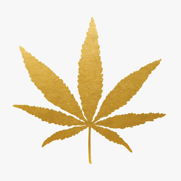 Gold Cannabis Leaf. Vector