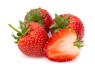 Ripe strawberries from the garden, isolated on a white background