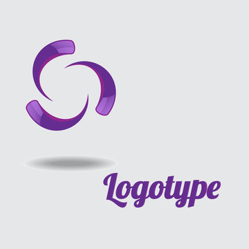  logo with a name/The figure has a logo in the form of a circle, the logo is purple, with a shadow, a logo for the company, the institution.