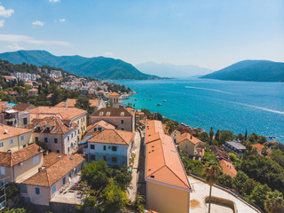 Fototapeta na wymiar aerial view of herceg novi city in montenegro