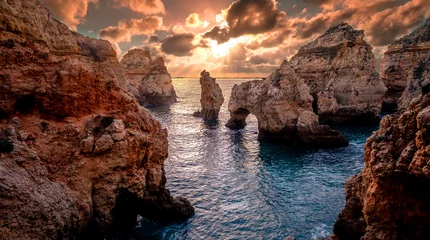 Poster Sunset landscape on Atlantic Ocean, south Portugal © Stan