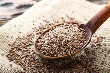 Flax seeds. Top view