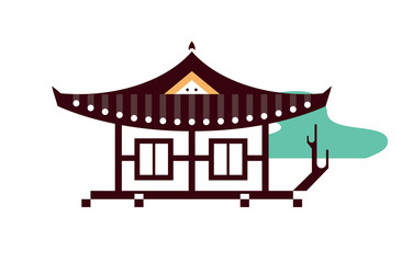 vector illustration korean house flat style on white background