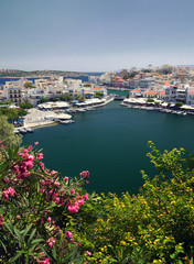 Fototapeta na wymiar Harbour of Aghios Nikolaos, Eastern Crete, Greek Islands