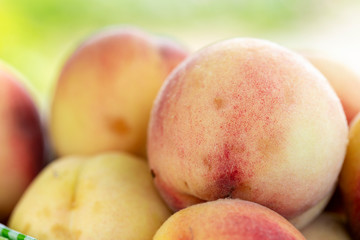 close up of ripe peaches