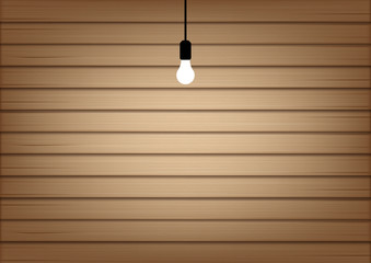 3D Mock up Realistic Wood and Lamp Light Background Illustration Vector