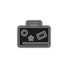 travel bag icon - Suitcase with stickers, travel
