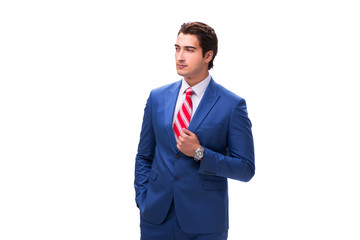 Handsome young businessman isolated on white background