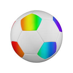 Obraz premium Soccer ball realistic 3d raster illustration. Isolated football ball on white background. International sports competition.