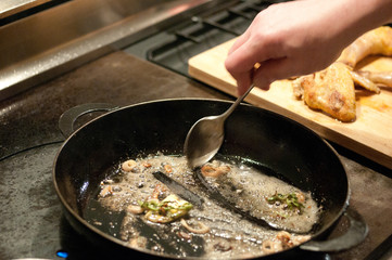 pan-fried guinea fowl