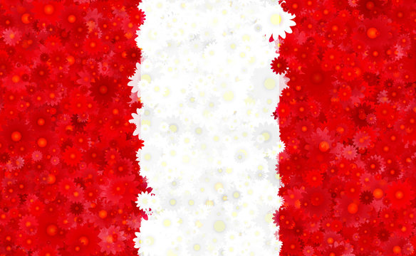 Illustration of a Peruvian Flag with flower motives
