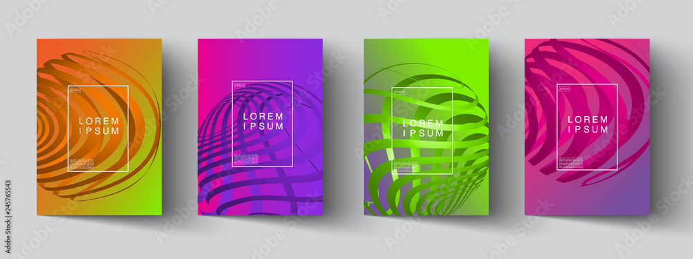 Aufkleber set of abstract new modern graphic elements. Dynamical colored forms and line with Gradient abstract banners with flowing liquid shapes