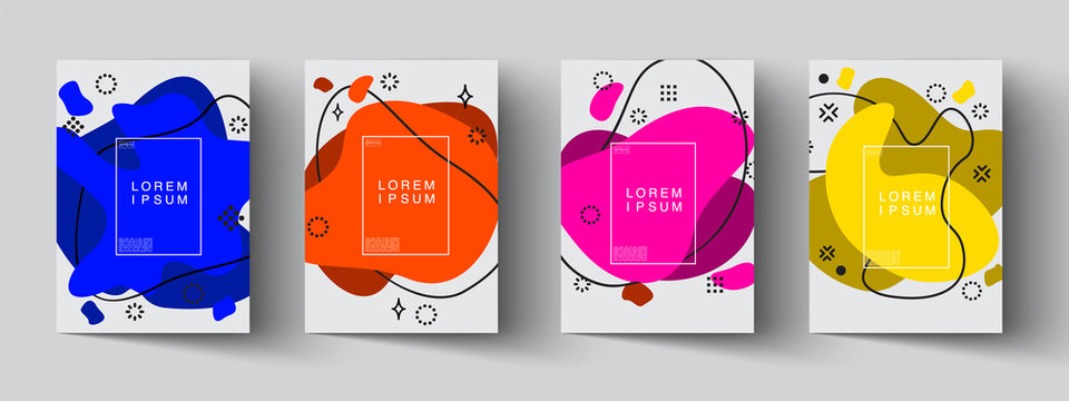 set of abstract new modern graphic elements. Dynamical colored forms and line with Gradient abstract banners with flowing liquid shapes