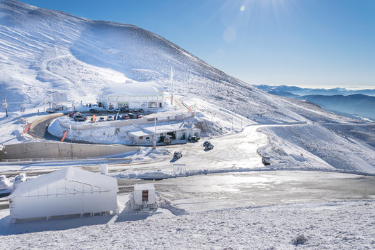 Panoramic view of ski center of Velouchi mountain near Karpenisi in Evritania, Greece