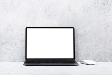 Fototapeta premium Loft home office workplace with laptop