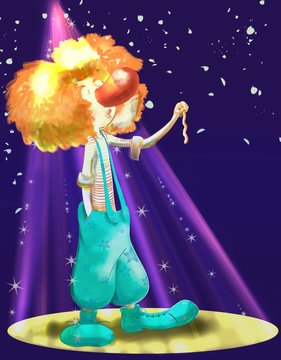 Payaso en el circo, cute cartoon.
