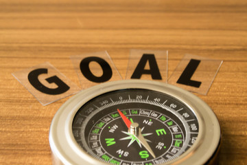 Goal lettering near compass