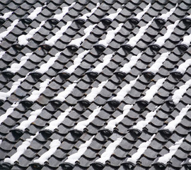 Roof Tiles with Snow in Regular Pattern