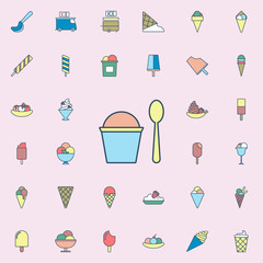 ice cream with spoon colored dusk style icon. Ice cream icons universal set for web and mobile