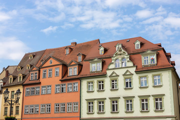 Fototapeta na wymiar Bürgerhäuser am Marktplatz von Naumburg an der Saale, Sachsen-Anhalt