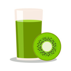 kiwi juice, vector illustration on white background.