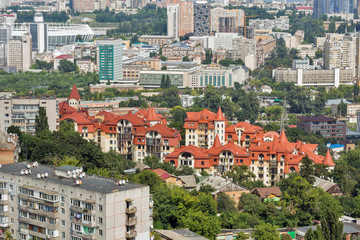 Fototapeta na wymiar Kiev cityscape from above, downtown cityscape, capital of Ukraine.