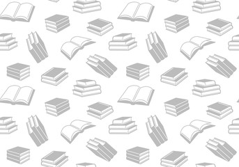 Seamless pattern with open and closed books. Vector background
