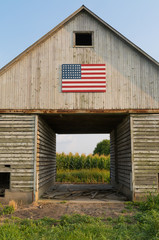 Rustic barn with American Flag © EJRodriquez