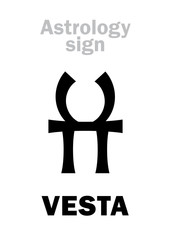 Fototapeta premium Astrology Alphabet: VESTA (Hestia), classic asteroid. Hieroglyphics character sign (single symbol).