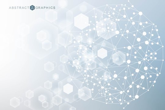 Big Data Visualization Background. Modern Futuristic Virtual Abstract Background. Science Network Pattern, Connecting Lines And Dots. Global Network Connection Vector.