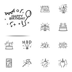 Happy Birthday dusk style icon. Birthday icons universal set for web and mobile