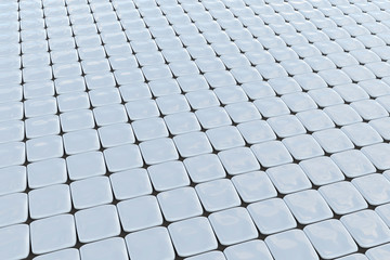 3d rendering of blue reflecting tile floor