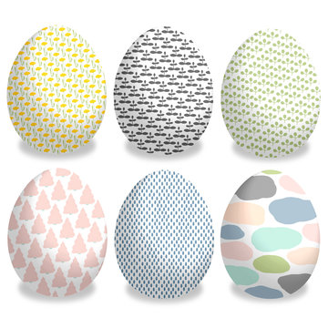 Easter eggs decorated with natural patterns, the image of white eggs with a painted pattern