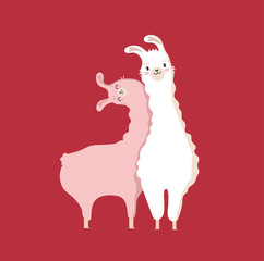 Collection llama in love. Typography poster,card,label,banner design set with background.Vector illustration.