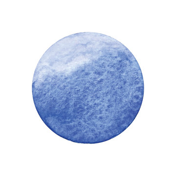 blue round shaped water color wash isolated on white background