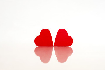 two hearts on white background