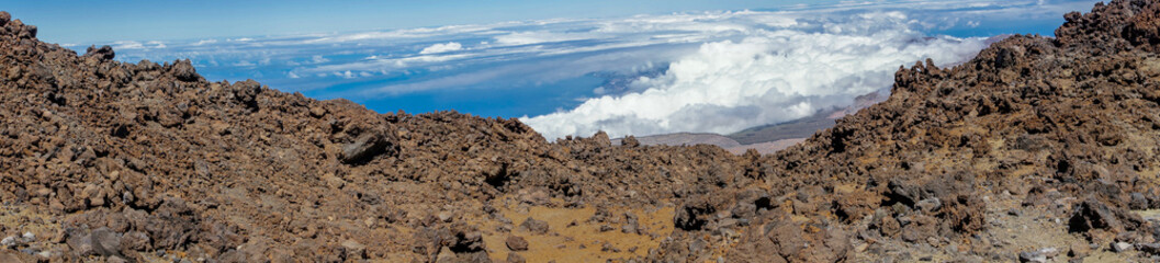 Panorama vom Gipfel des Teide auf die Küste Teneriffas
