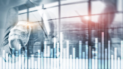 Business and finance graph on blurred background. Trading, investment and economics concept.