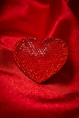 Valentines Day Background, Valentine Heart Red Silk Fabric, Wedding Love - Image