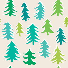 Spruce forest seamless pattern. Cute background. Vector illustration.  