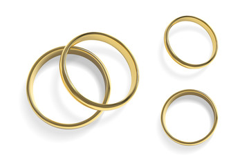 Realistic golden wedding rings. Isolated vector illustration.