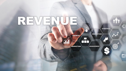 Increase revenue concept. Planing growth and increase of positive indicators in his business. Mixed media. Planning revenue growth.